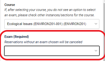 exam(required) option below the course. 